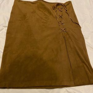 Stretch Suede skirt w/ split up the left thigh